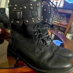 Black Leather studded boots